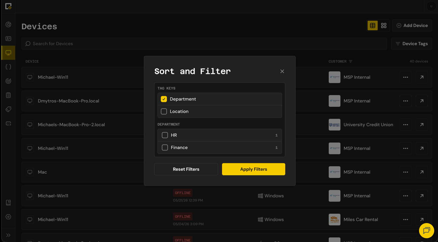 Device Filters