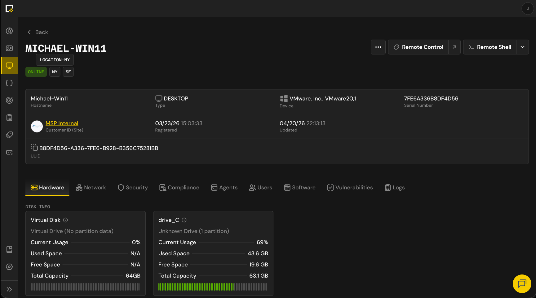 Device Filters View