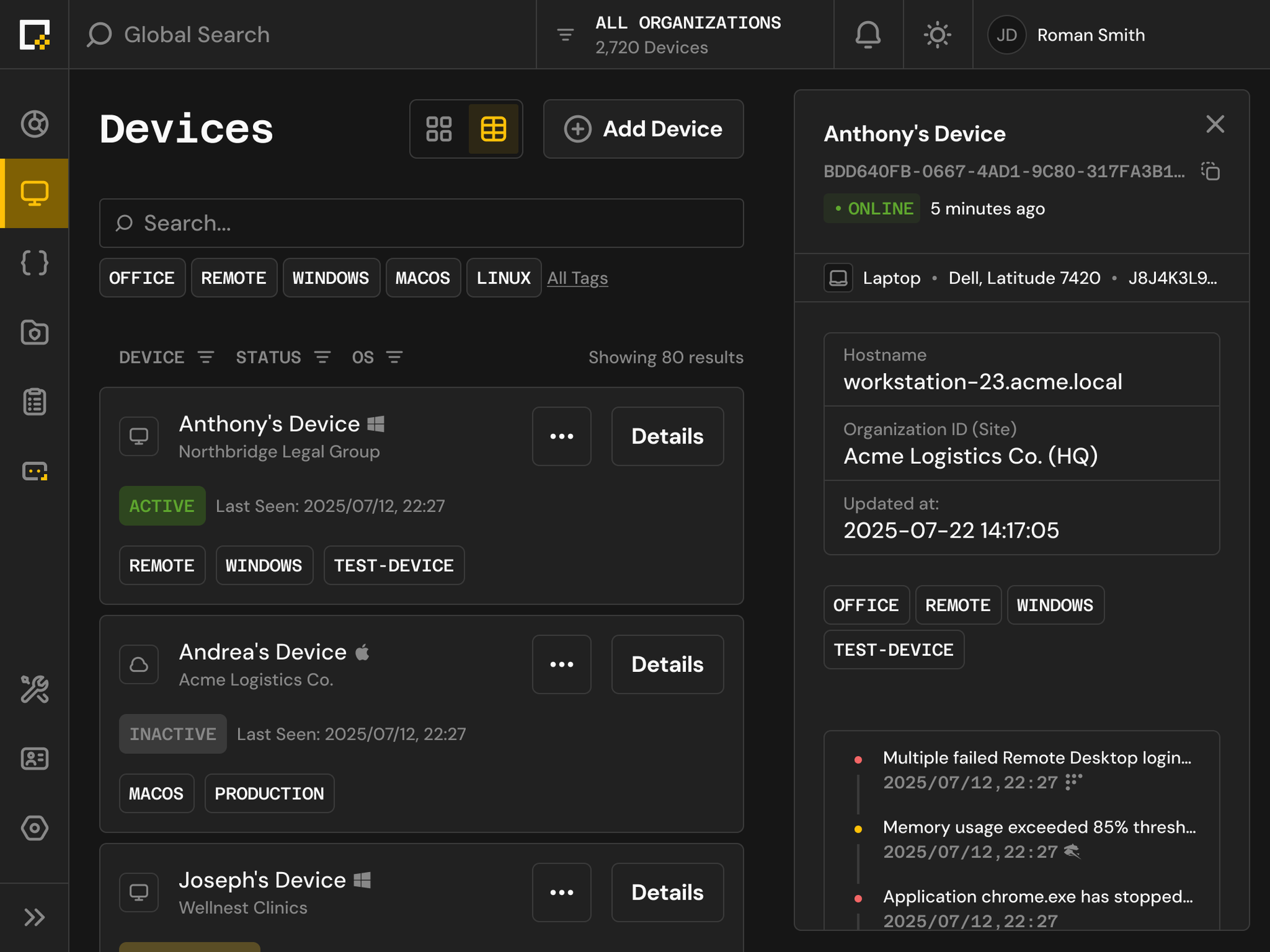OpenFrame RMM Dashboard