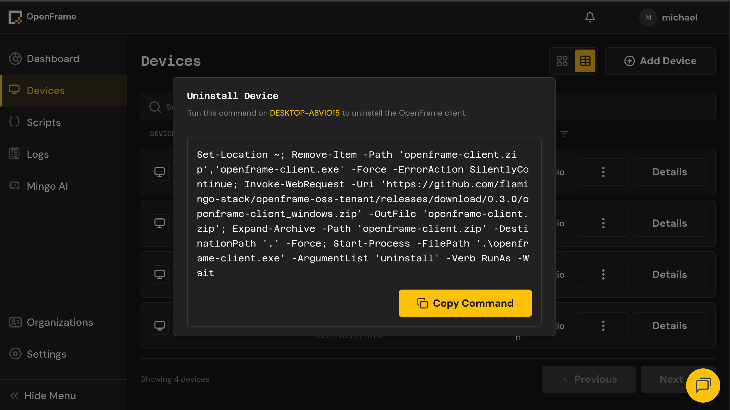 Uninstall Command