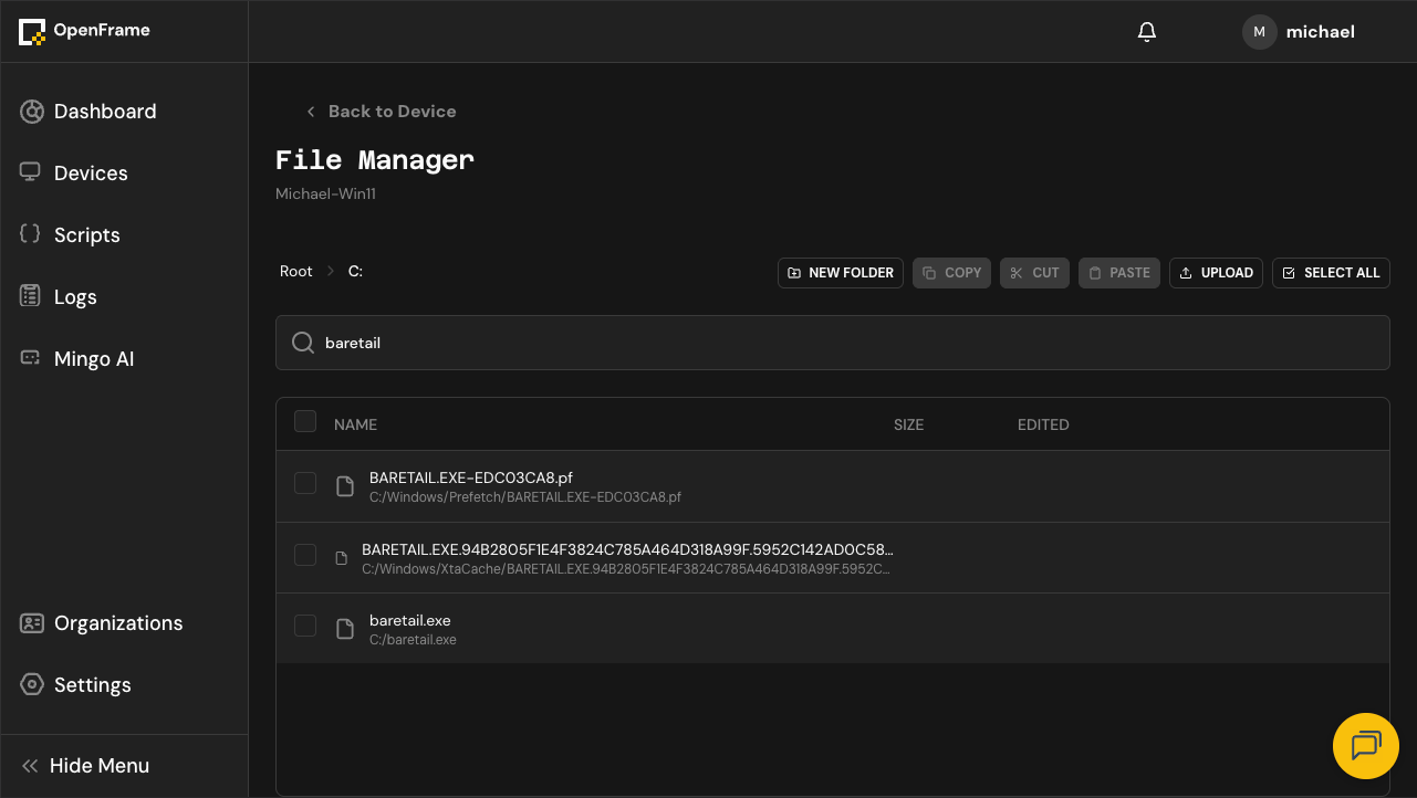 File Manager Search Results