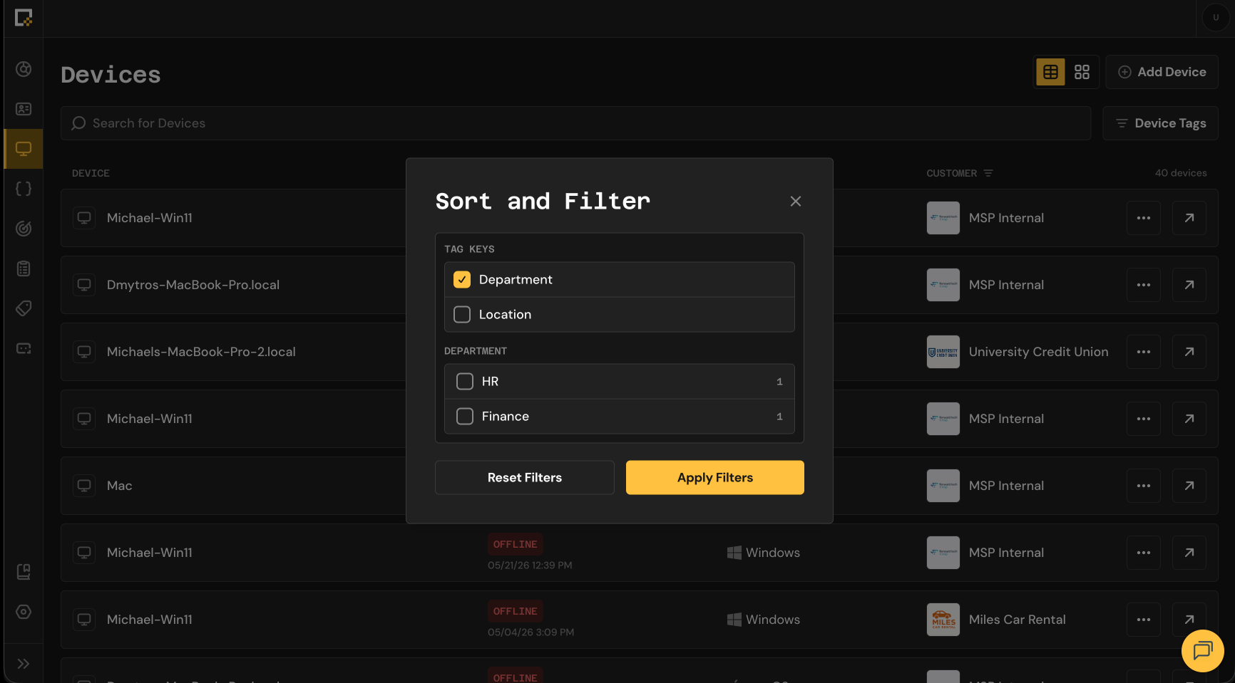 Device Filters