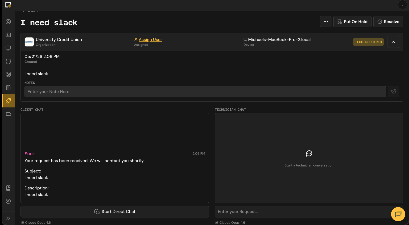 Manual Chat Dashboard Side
