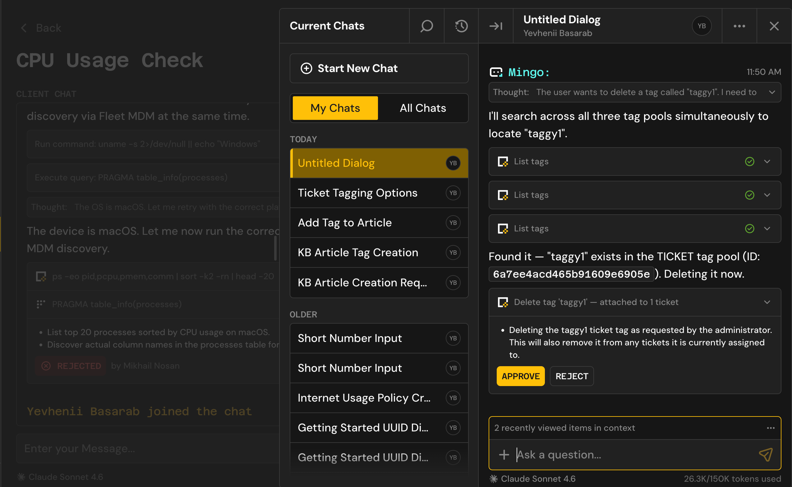 Mingo Dashboard Items - Expanded Coverage and Mingo Sidebar - My/All Chats Toggle
