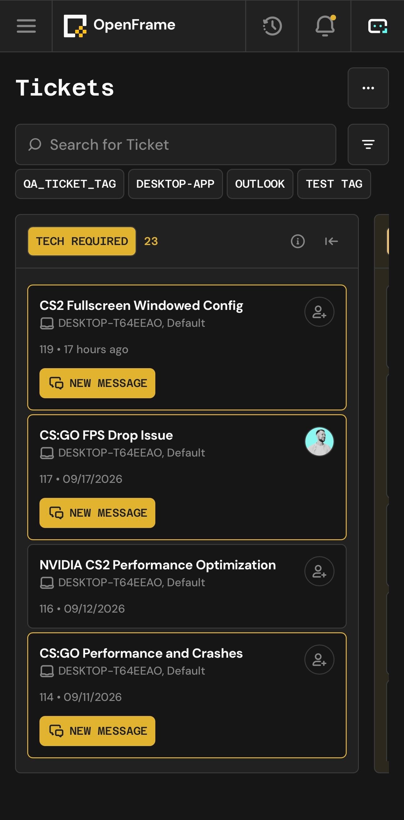 OpenFrame Mobile Tickets