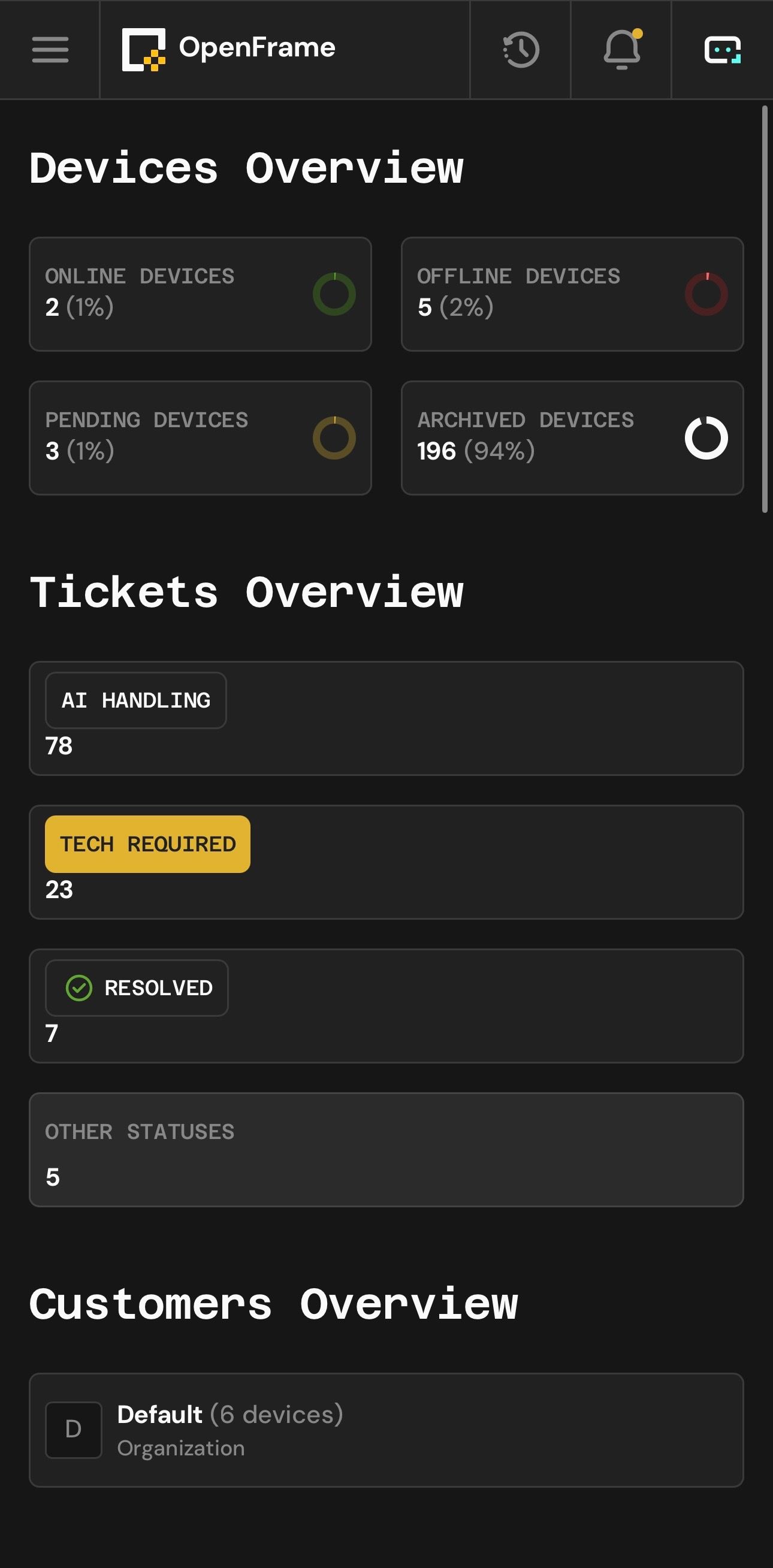 OpenFrame Mobile Dashboard