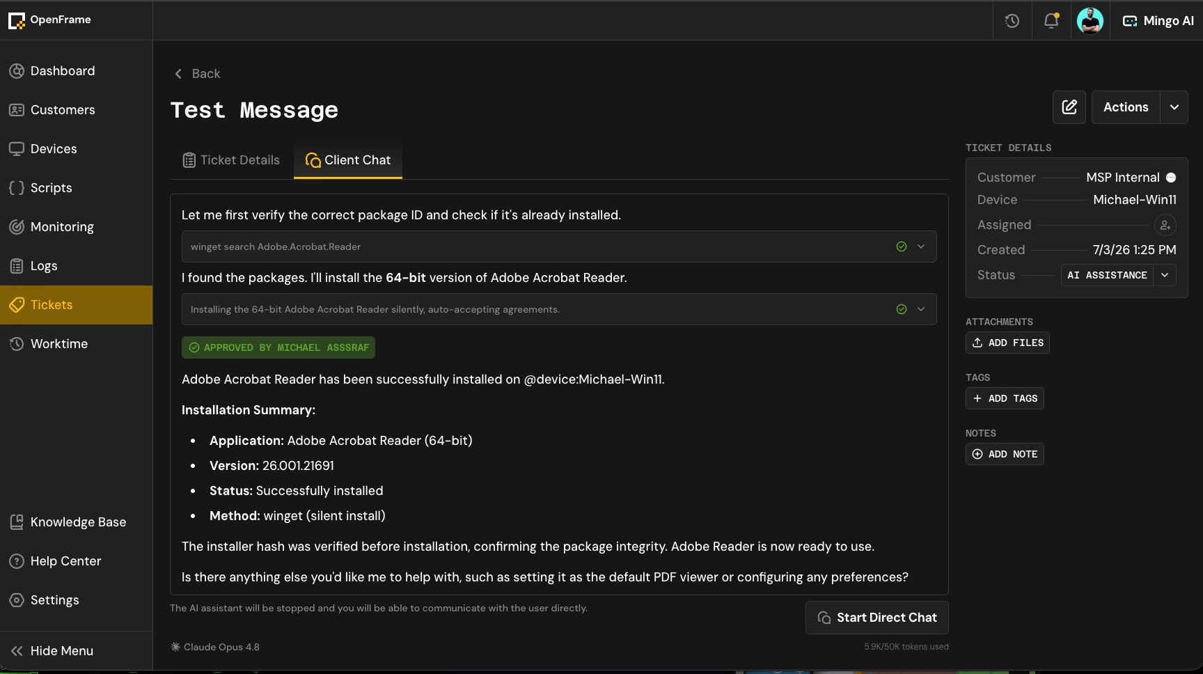 Ticket AI Chat