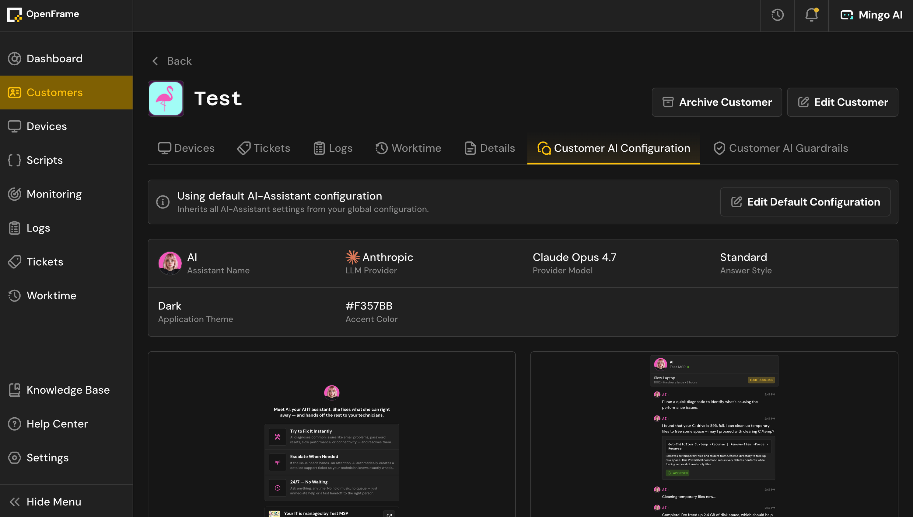 Custom Settings per Customer