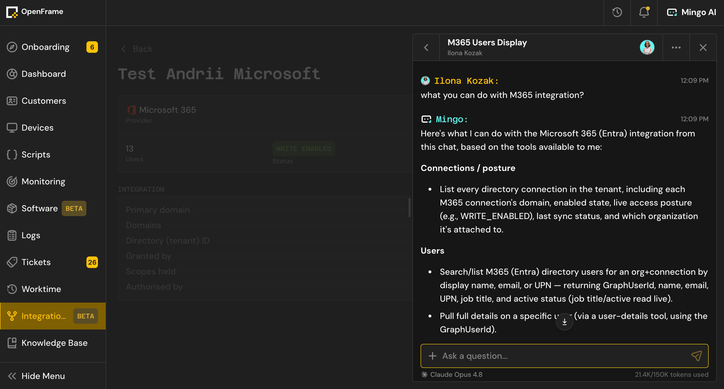 Mingo Tenant Integration