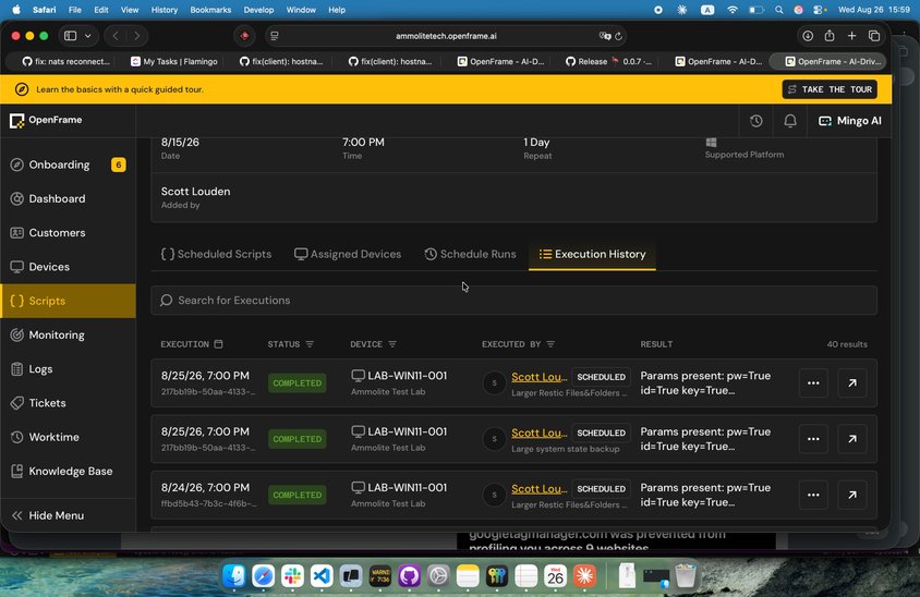 Shipped Scheduled Scripts Client side and Self Update for Desktop application